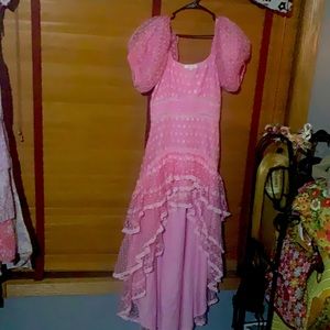 Pink love shack fancy high low maxi dress.